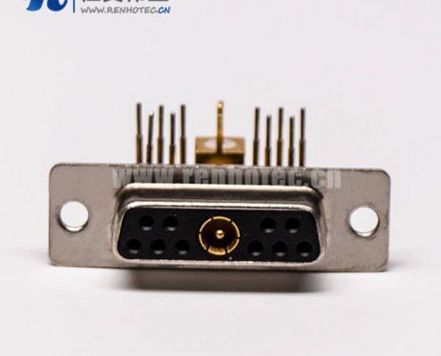 大电流db连接器射频弯式11W1焊板插孔接PCB板母座