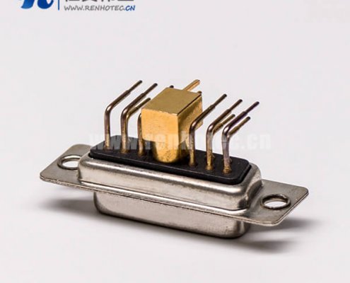 大电流db连接器射频弯式11W1焊板插孔接PCB板母座