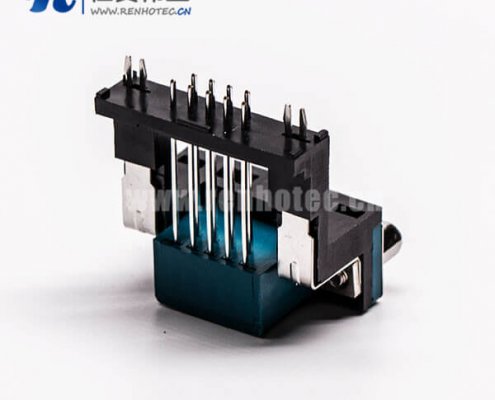 D-Sub连接器9针公对高架5.8铆锁黑胶接PCB板