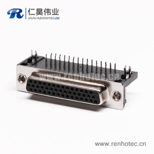 d-sub连接器44针弯式母头铆锁不带螺丝穿孔接PCB板