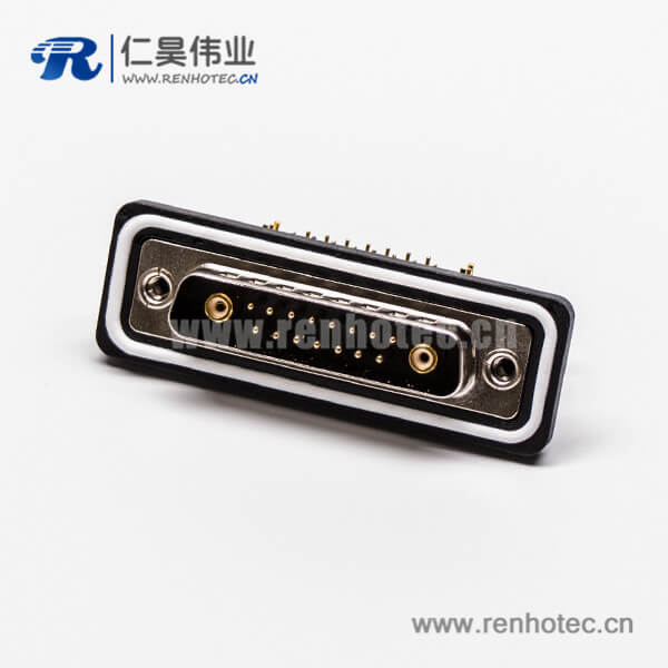d-sub防水连接器17w2公头弯式车针同轴连接器接PCB板