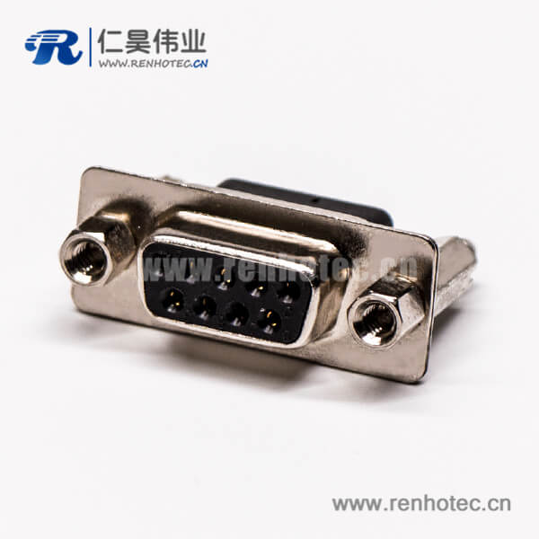 d-sub连接器9针母头铆锁螺母直式插孔接PCB板