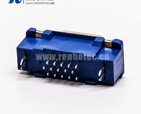 直插式180°db9母头蓝色胶芯子高密度连接器接PCB板