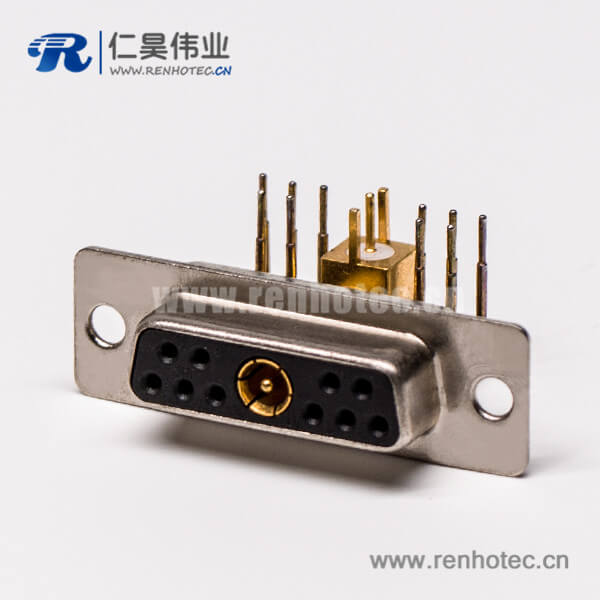 大电流db连接器射频弯式11W1焊板插孔接PCB板母座