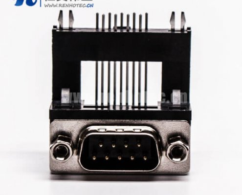 D-Sub 9P公头弯式高架无卤黑胶接PCB板连接器