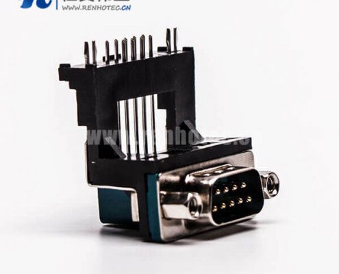D-Sub连接器9针公对高架5.8铆锁黑胶接PCB板