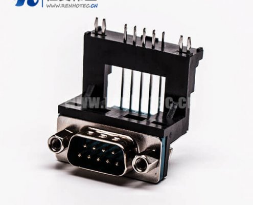 D-Sub连接器9针公对高架5.8铆锁黑胶接PCB板