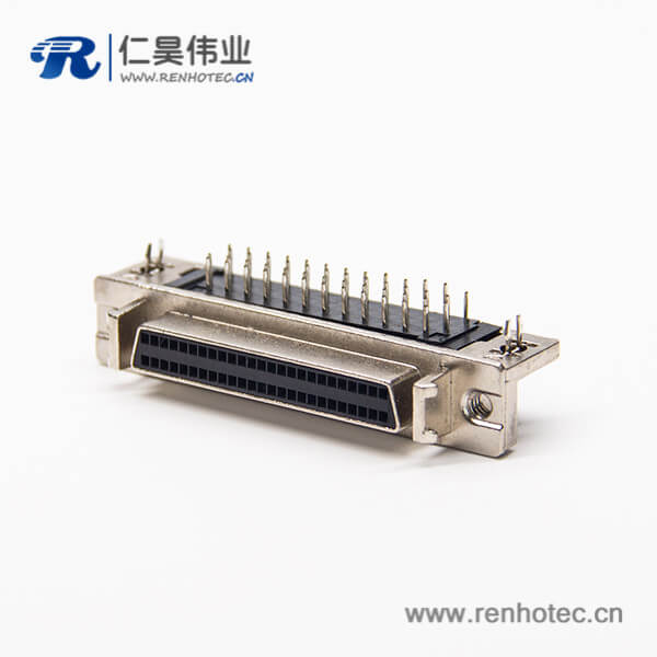 SCSI50p连接器弯式90度母头插PCB板