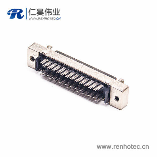SCSI50P连接器HPDB母头50芯直式刺破式面板安装螺丝锁紧式插座