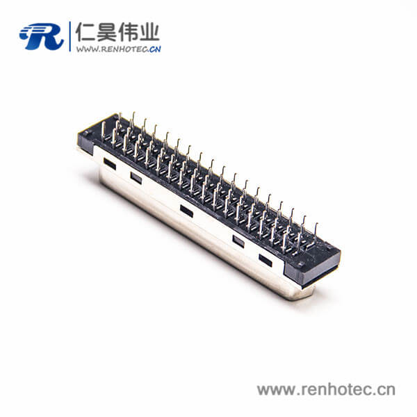 SCSI连接器 68PIN直式HPDB母头插板PCB板安装