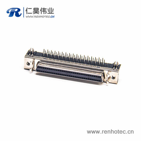 SCSI68芯连接器HPDB型母头弯式插板式PCB板安装